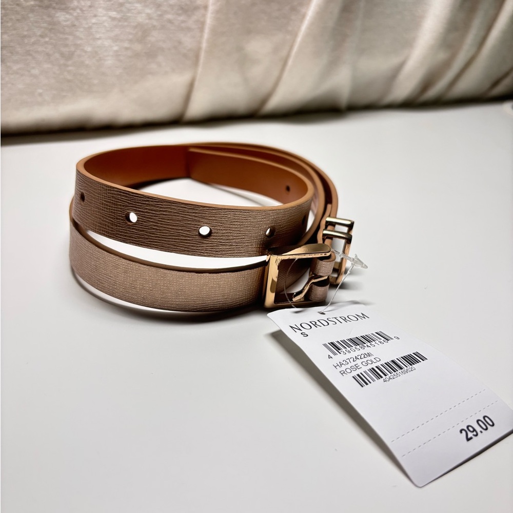 Nordstrom | Halogen Small Rose Gold Trouser Fit Belt | NWT - Picture 2 of 6